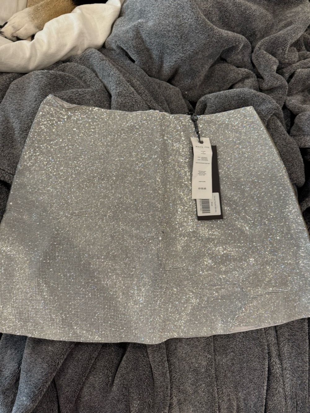 White Fox Boutique Silver Sequin Mini Skirt